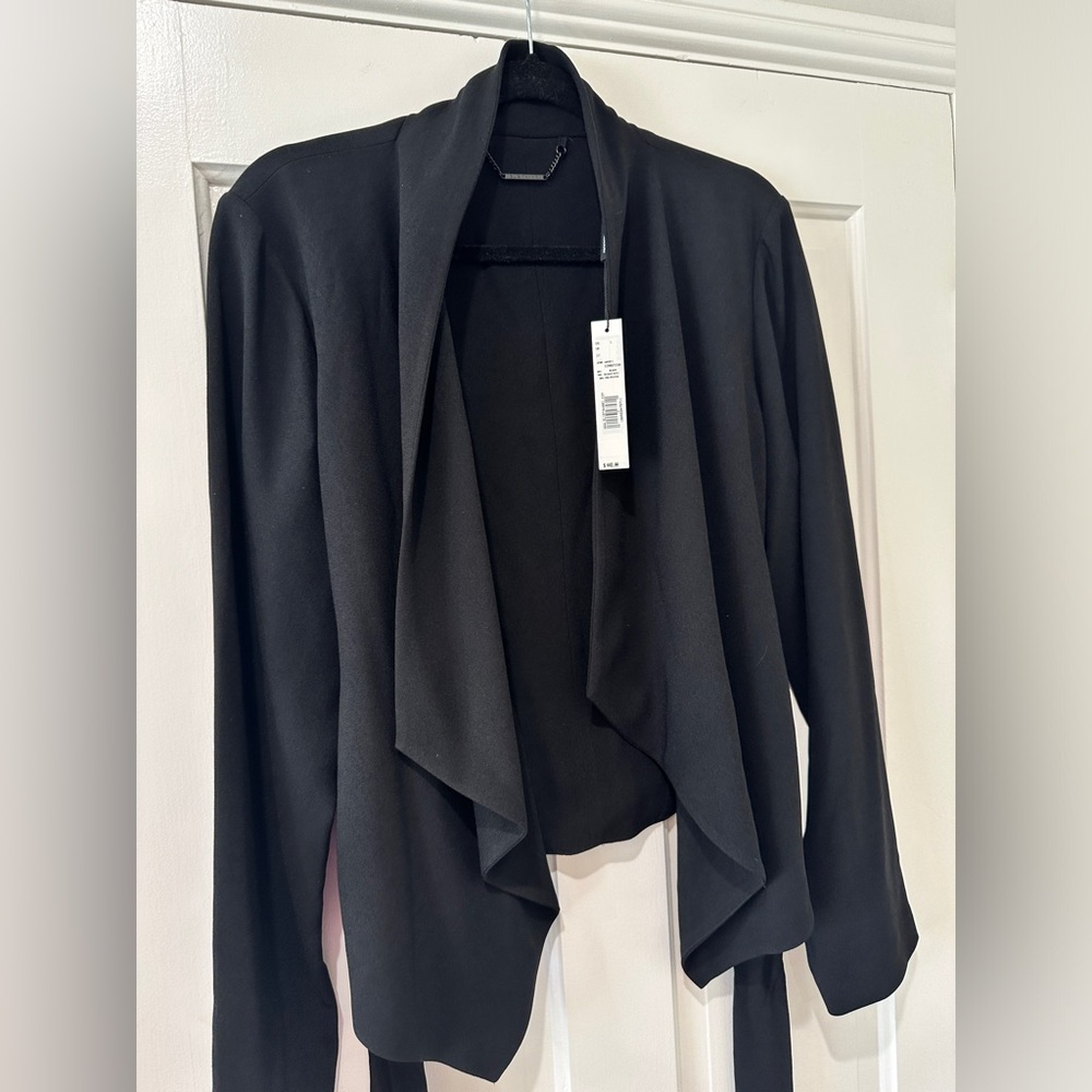 Elie TAHARI open front black tie waist JEMM blazer jacket